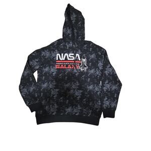 NASA Hybrid Apparel Galaxy Hoodie Black Space Shuttle Graphic Pullover Large